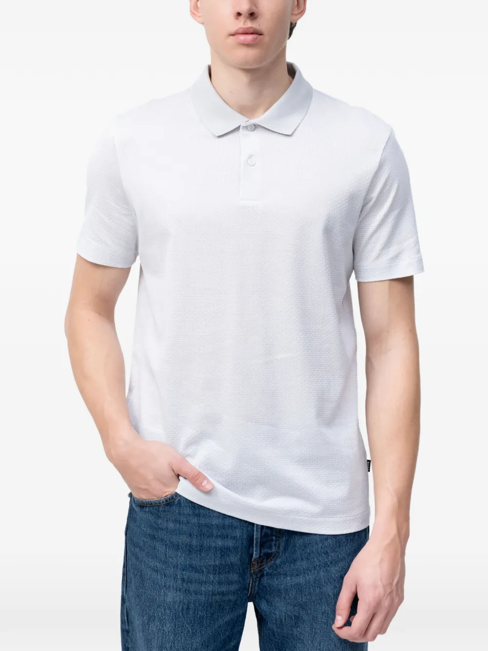 BOSS patterned short-sleeve polo shirt - Bianco