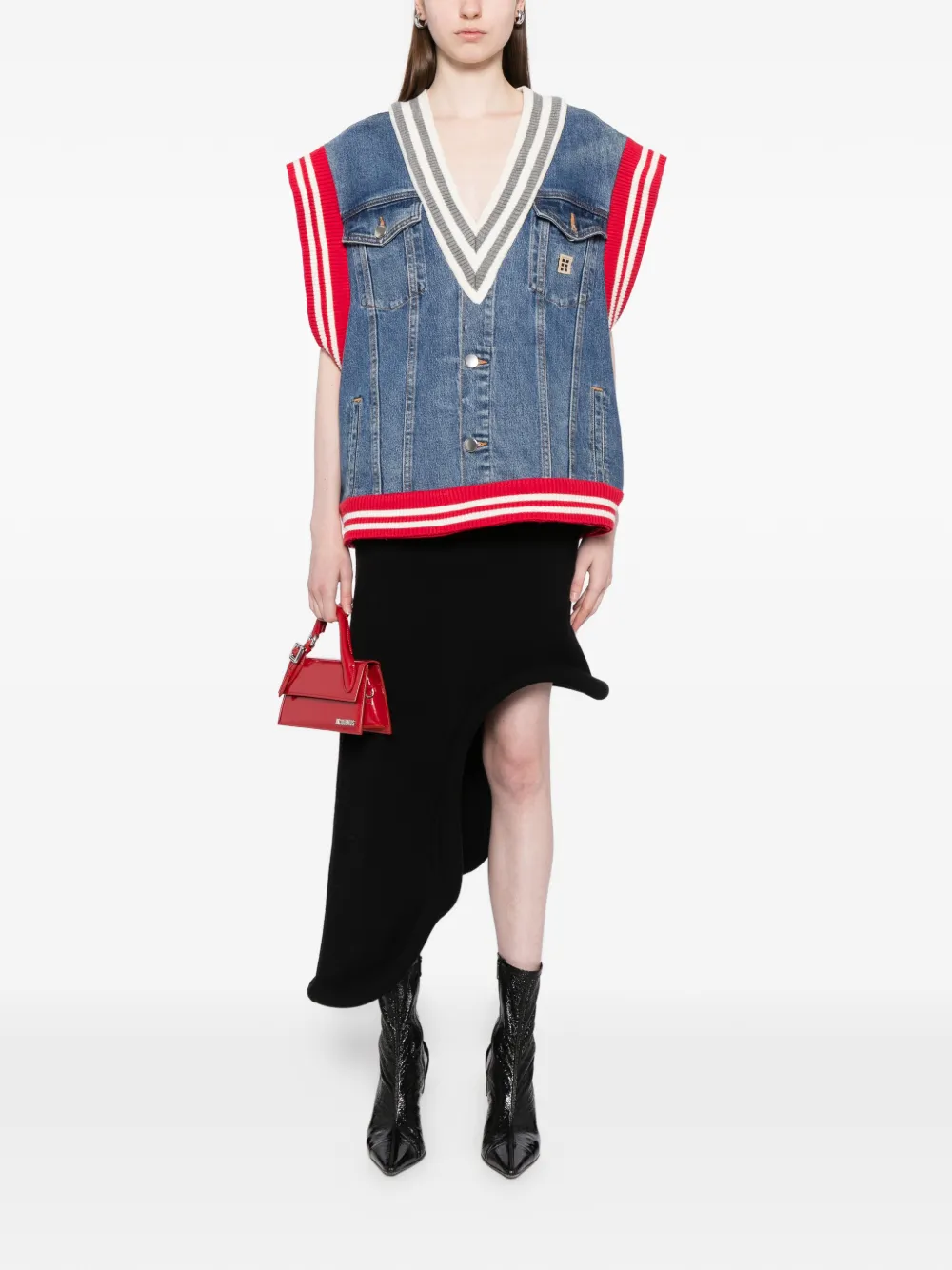 ROMEO HUNTE Varsity denim gilet Blauw