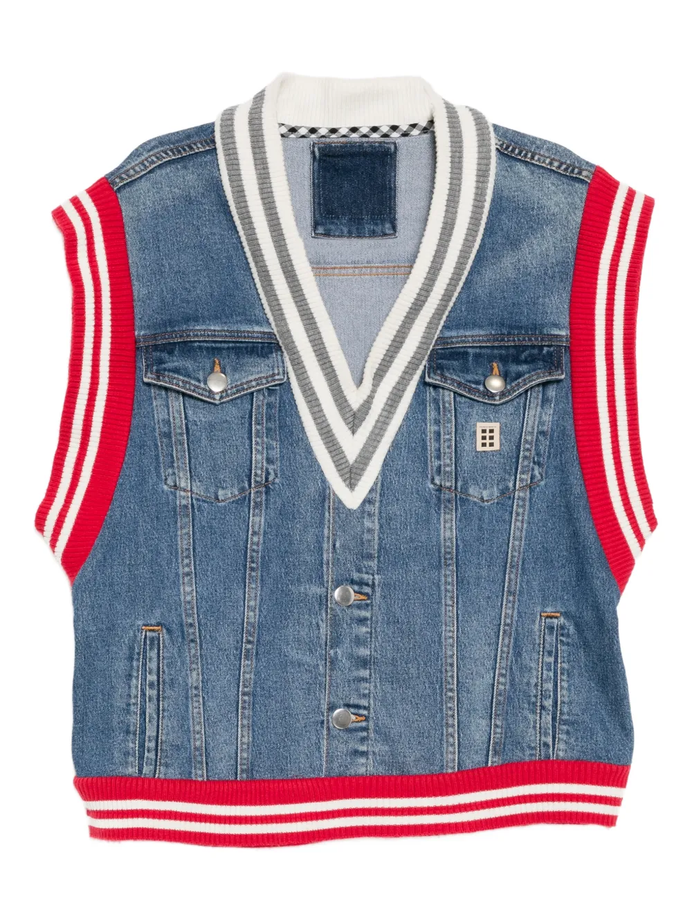 ROMEO HUNTE varsity denim vest - Blu