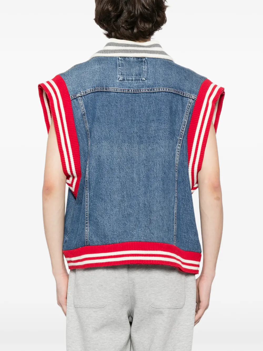 ROMEO HUNTE Varsity denim gilet Blauw