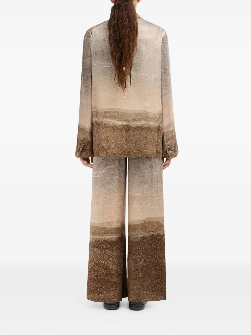 Pierre-louis Mascia Adastrgum Double-breasted Landscape-printed Jacket In Neutral