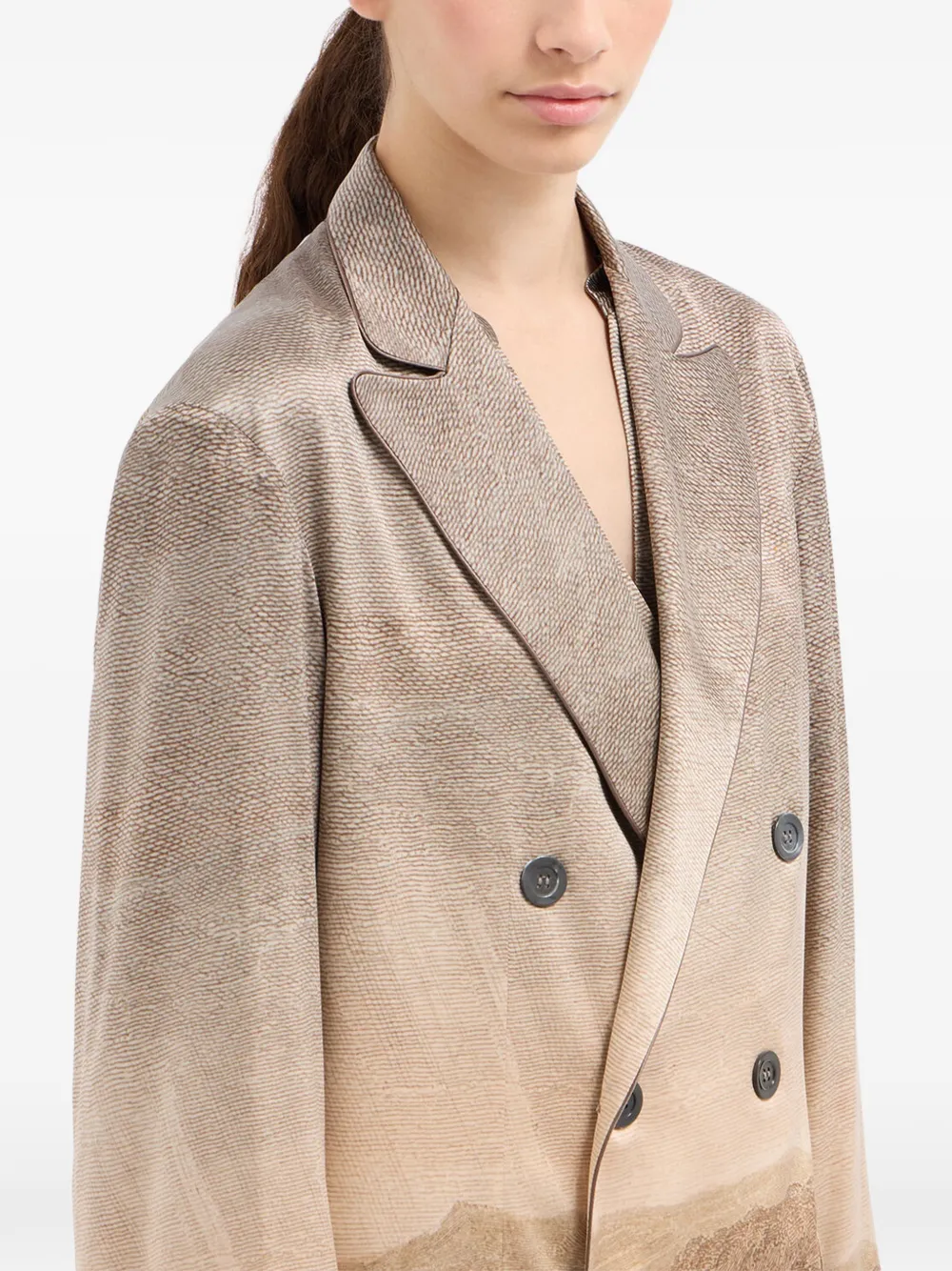 Pierre-louis Mascia Adastrgum Double-breasted Landscape-printed Jacket In Neutral