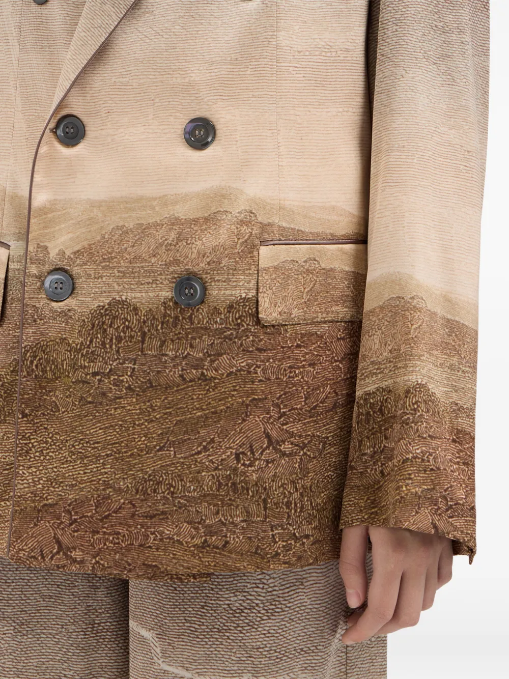 Pierre-louis Mascia Adastrgum Double-breasted Landscape-printed Jacket In Neutral