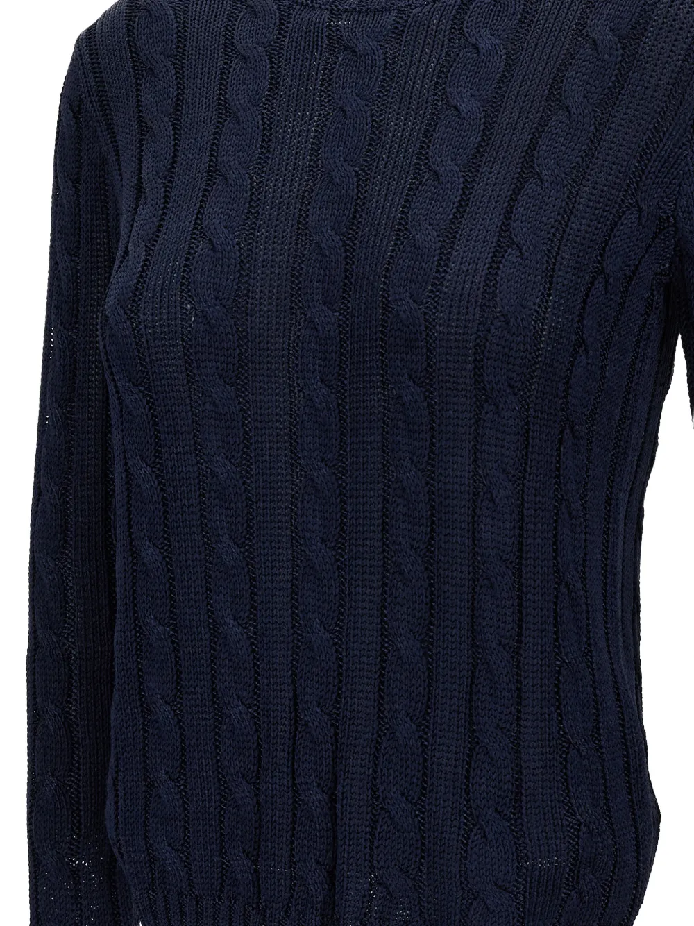 Ralph Lauren Crew-neck Cable-knit Sweater In Blue