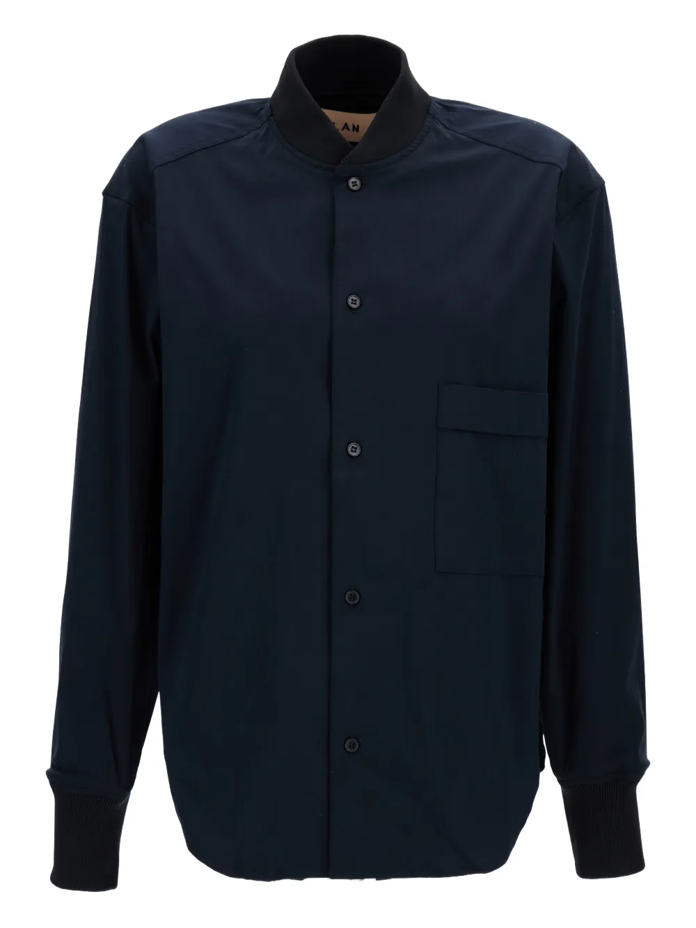 Plan C Button Cotton Shirt In Blue