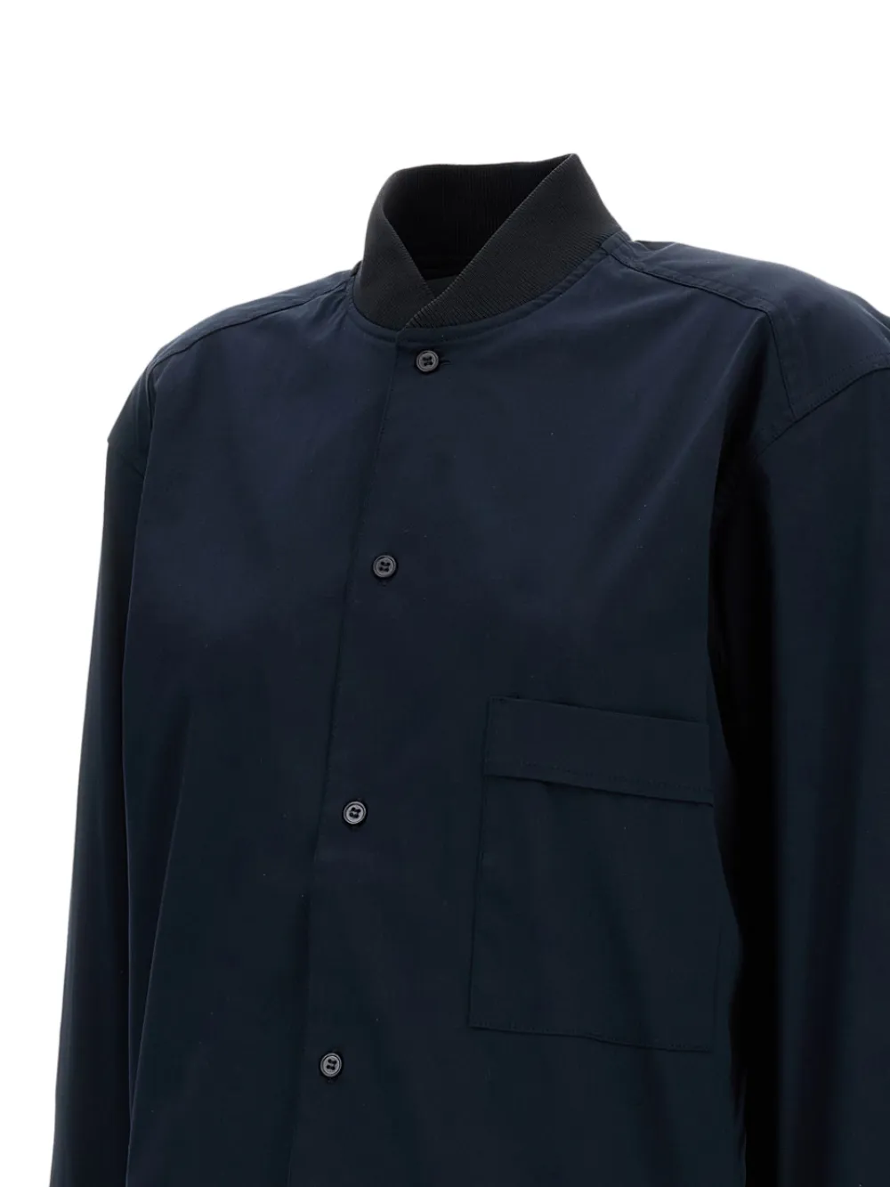 Plan C Button Cotton Shirt In Blue