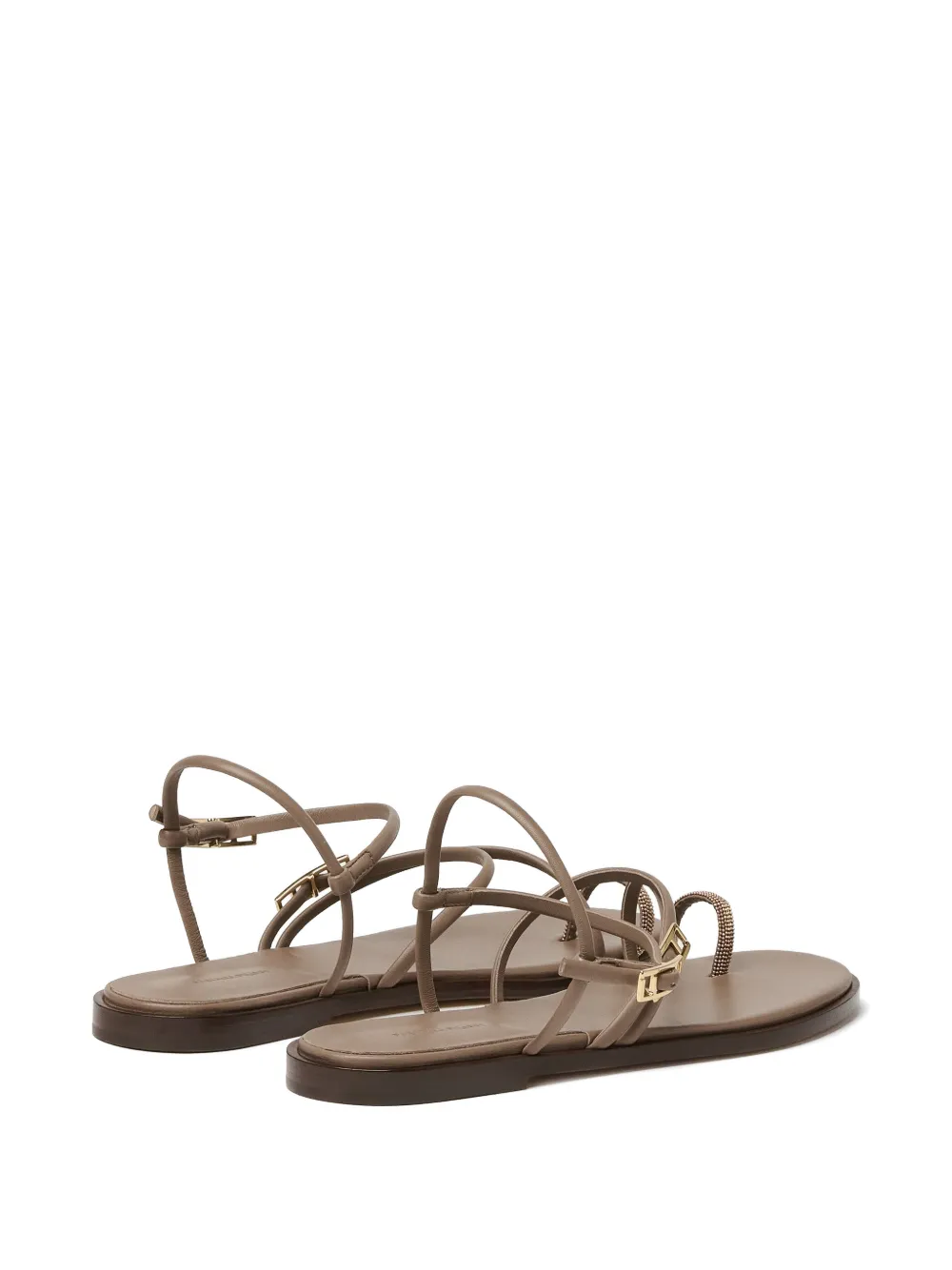 Fabiana Filippi Platte leren sandalen Beige