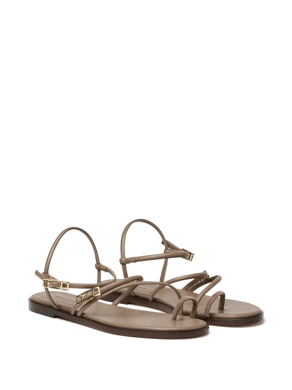 Fabiana Filippi Platte leren sandalen Beige