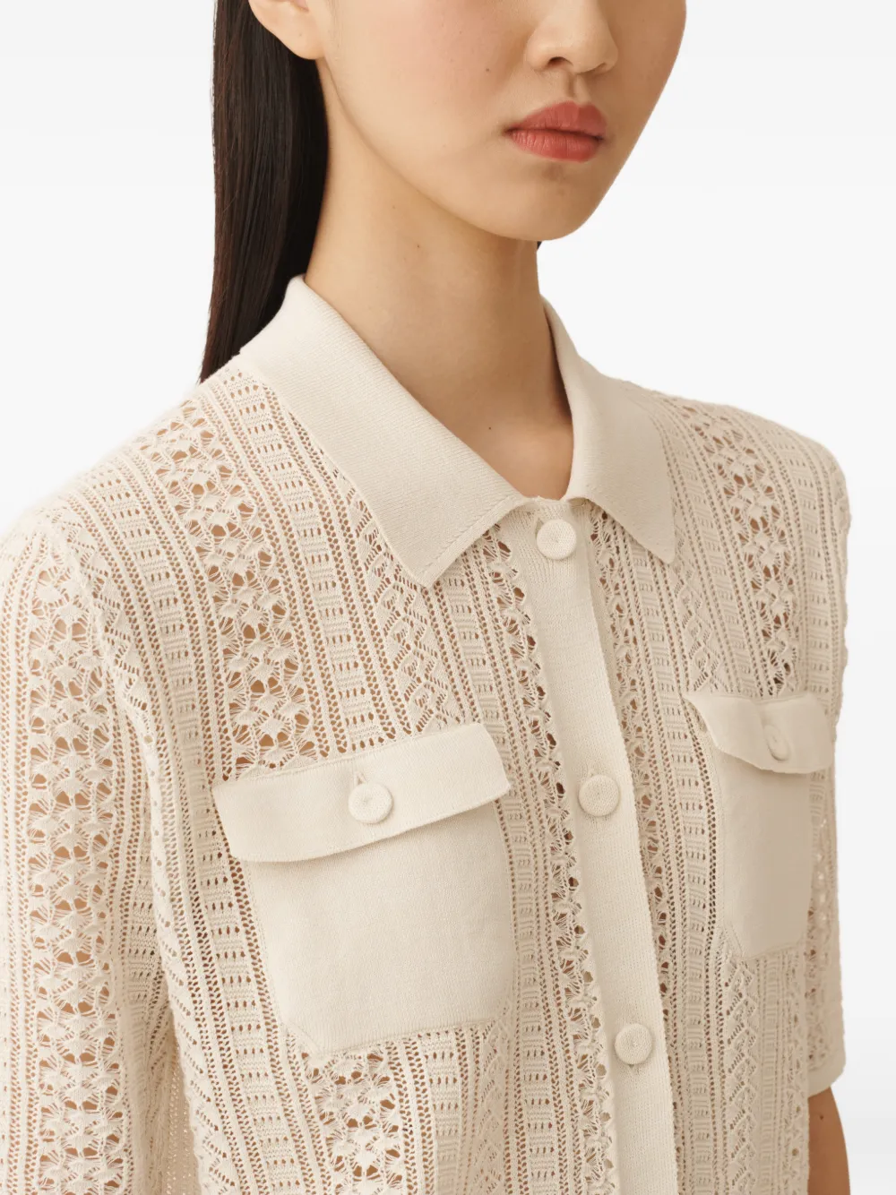 Fabiana Filippi Gebreide blouse met zak Beige