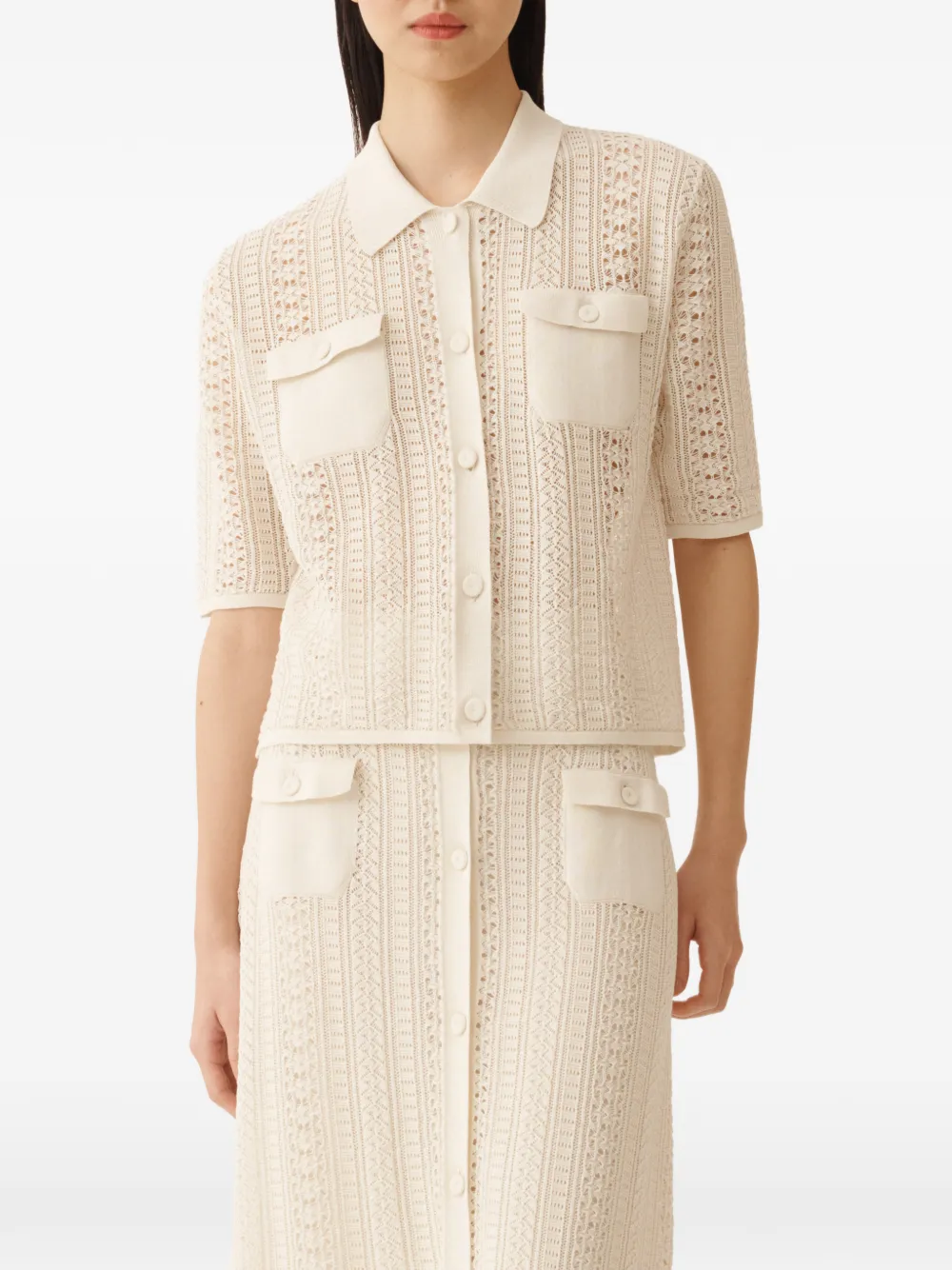 Fabiana Filippi Gebreide blouse met zak Beige