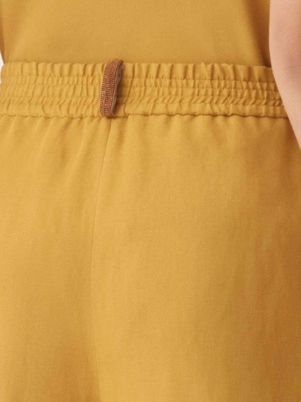 Fabiana Filippi Broek met elastische tailleband en zak Geel