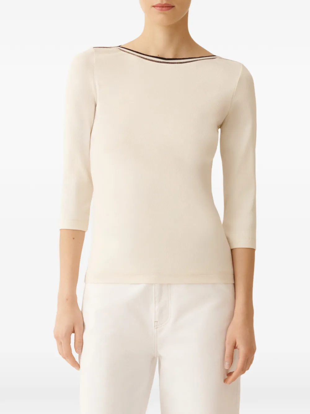 Fabiana Filippi boat-neck striped-detail top - Nude