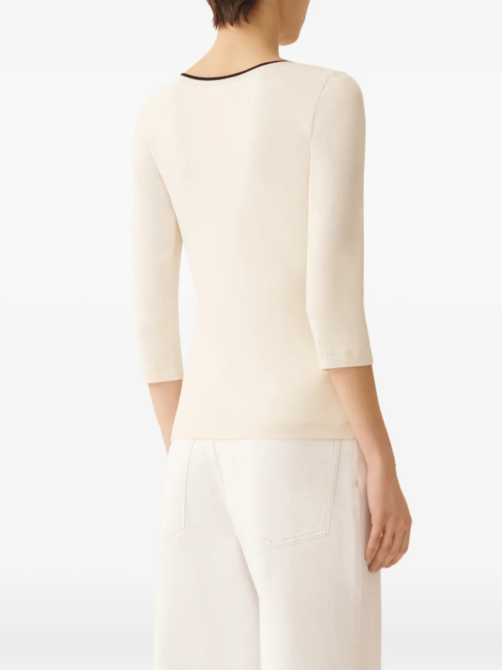 Fabiana Filippi Top met boothals en gestreept detail Beige