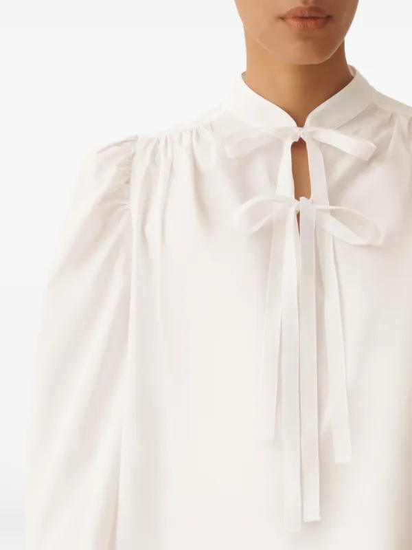 Fabiana Filippi Tie Neck Openwork Dress | White | FARFETCH AO
