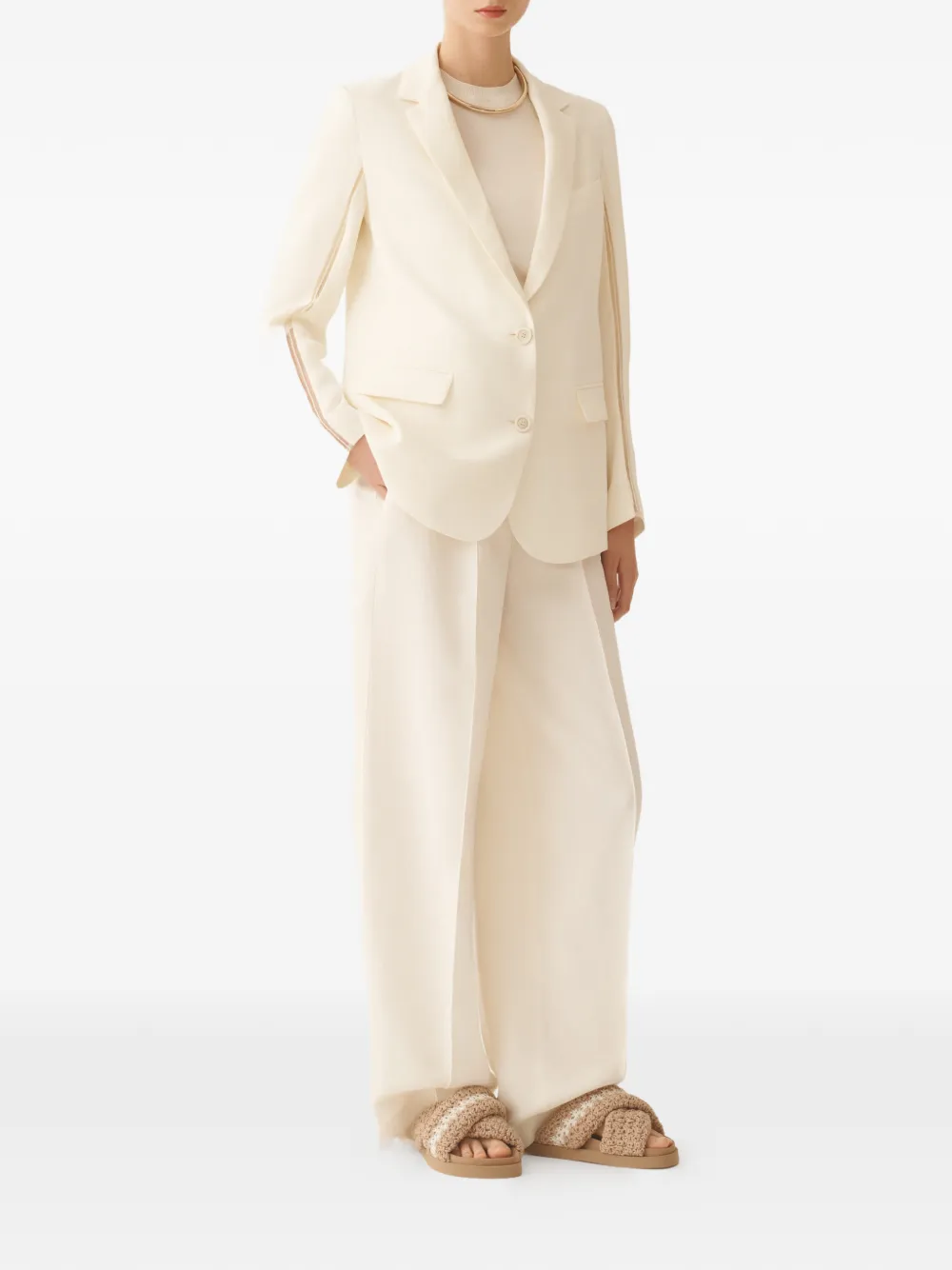 Button Sleeve Panel Blazer