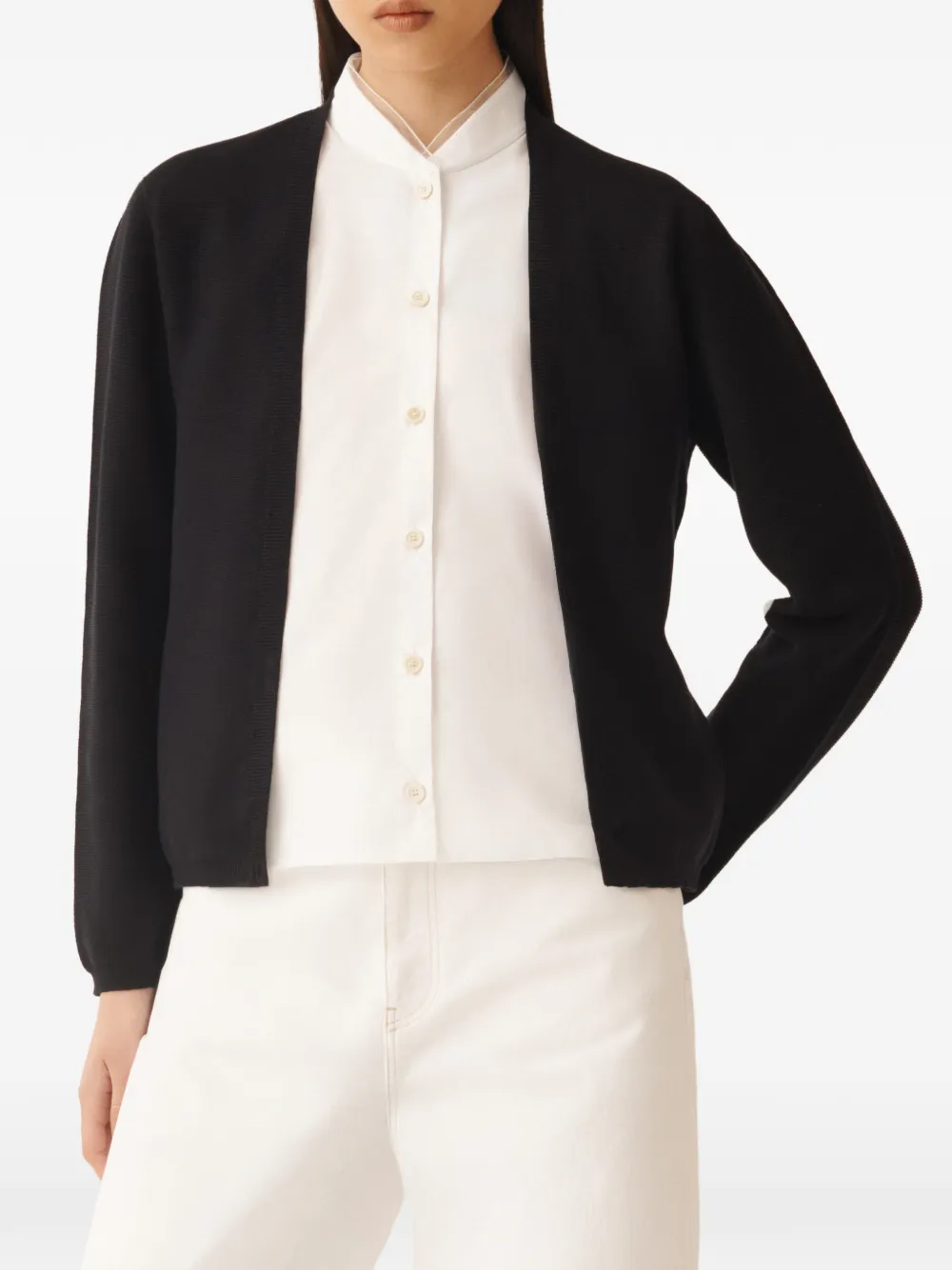 Fabiana Filippi Vest met ceintuur en lange mouwen Zwart