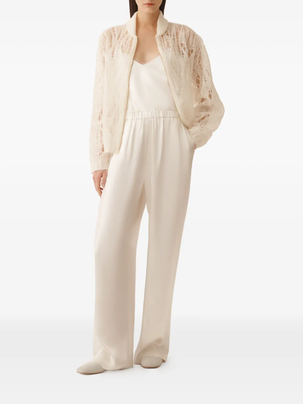 Fabiana Filippi elasticated-waist satin trousers - Beige
