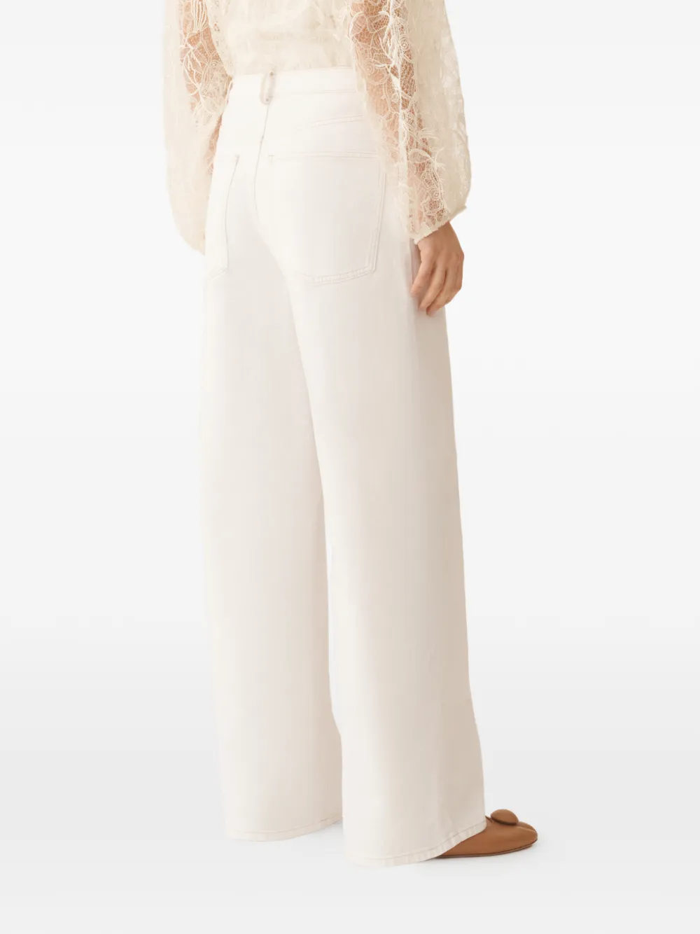 Fabiana Filippi Jeans met riemlussen en zak Beige