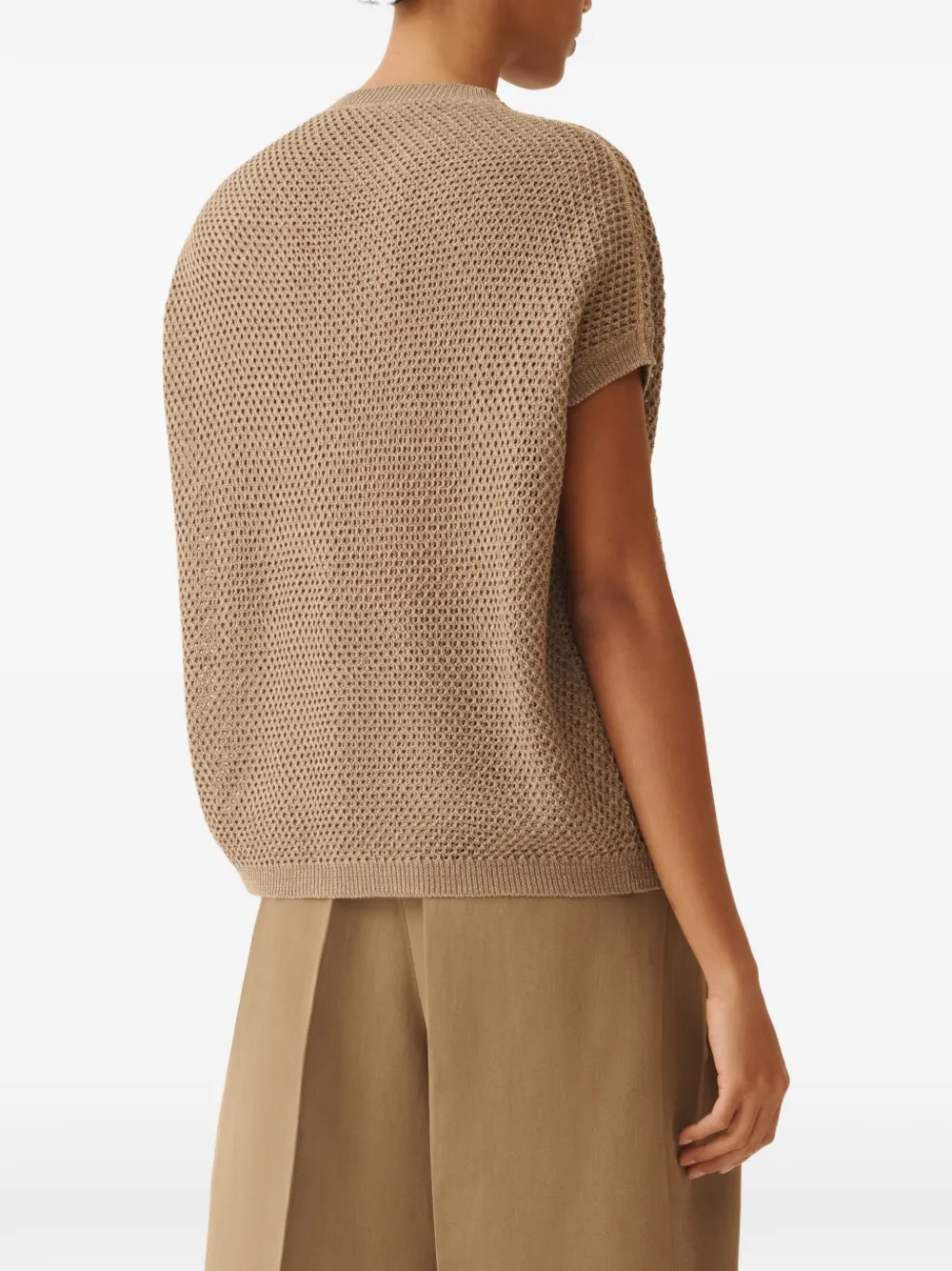 Fabiana Filippi Geribbelde top met ronde hals Beige