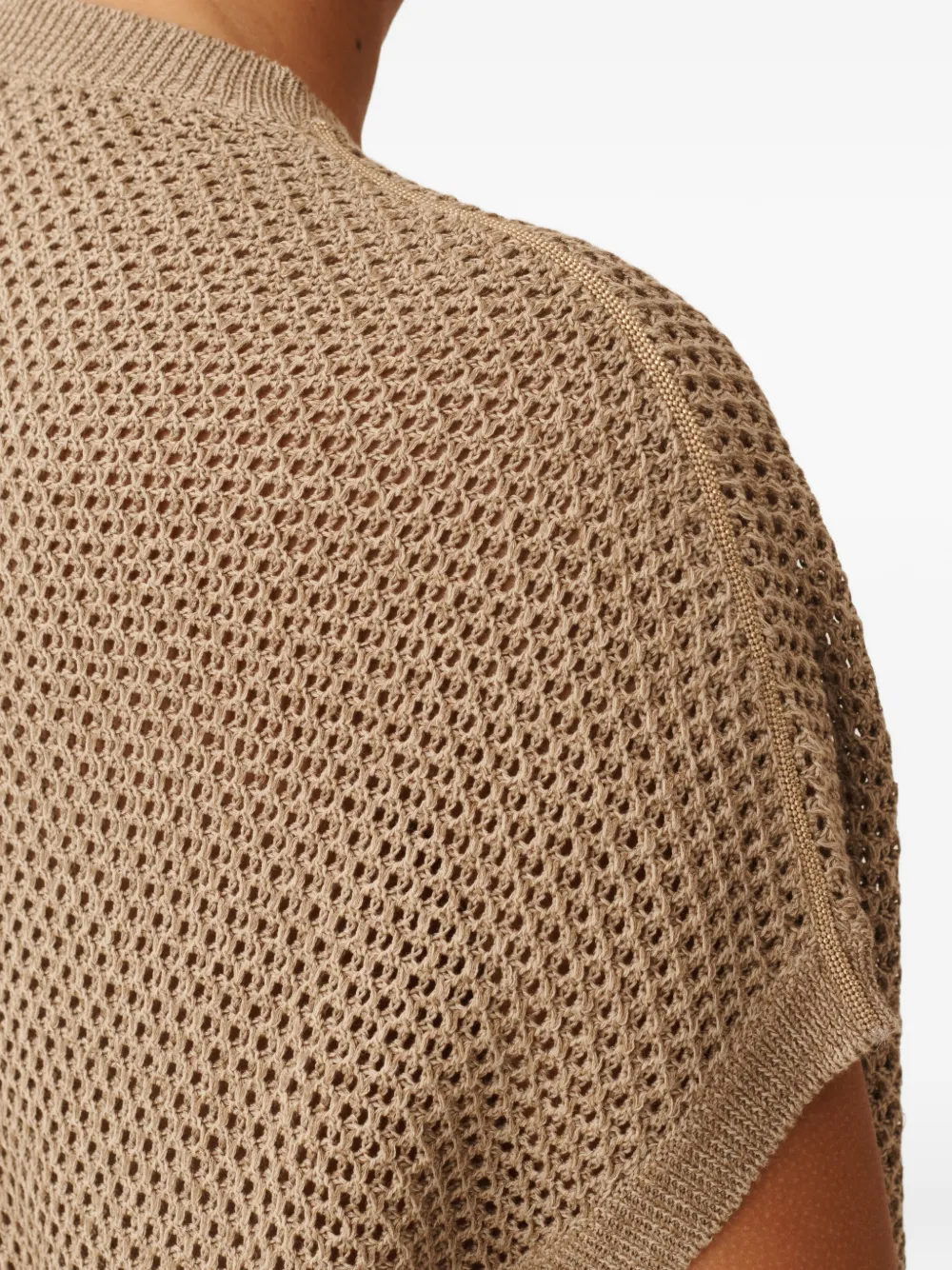 Fabiana Filippi Geribbelde top met ronde hals Beige
