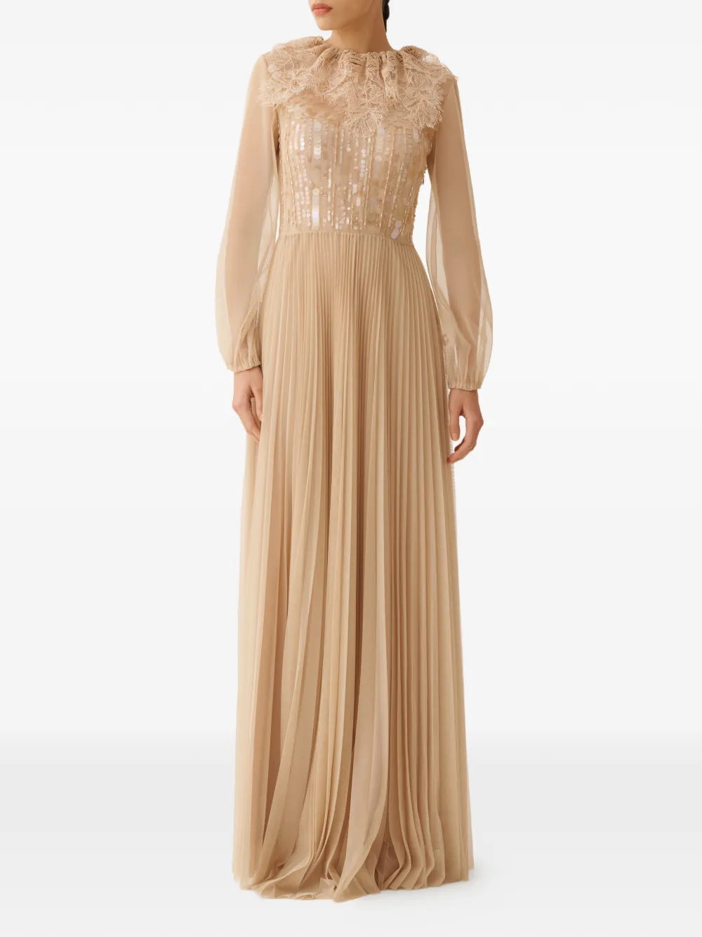 Fabiana Filippi Geplooide jurk met pailletten Beige