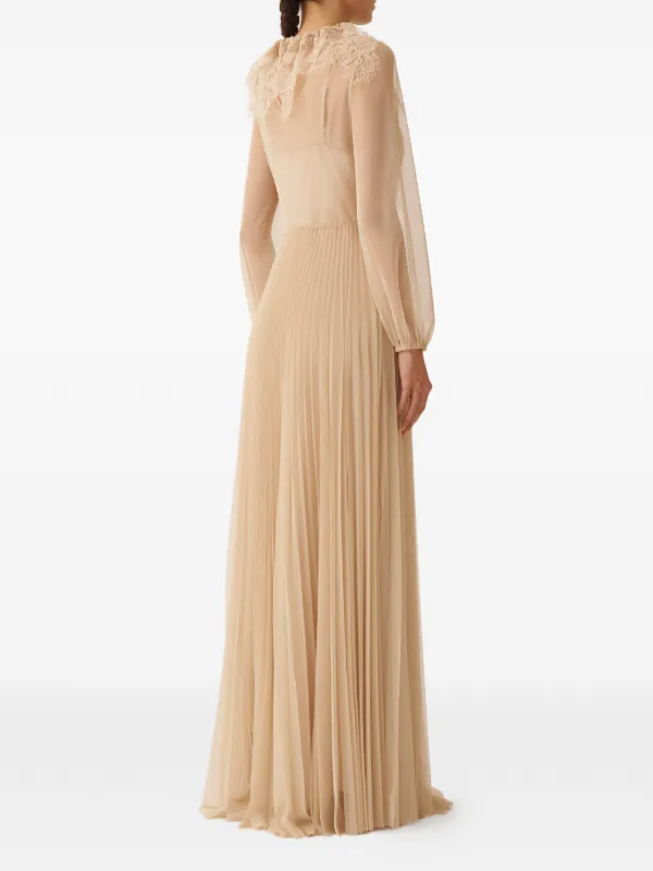 Pleated V-neck Dress