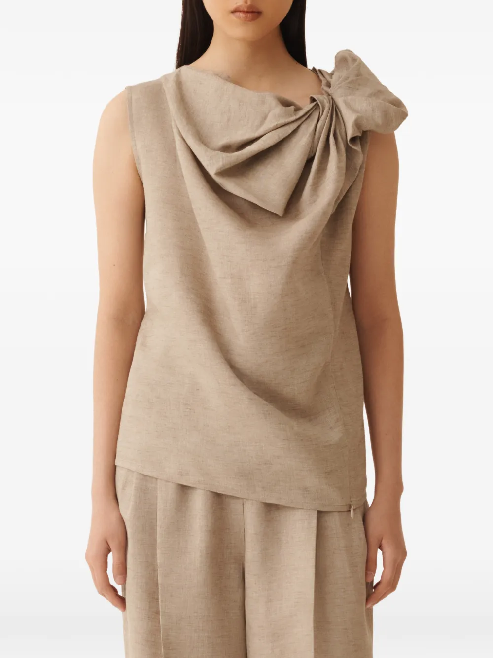  Fabiana Filippi Drape Sleeveless Top - Neutrals 