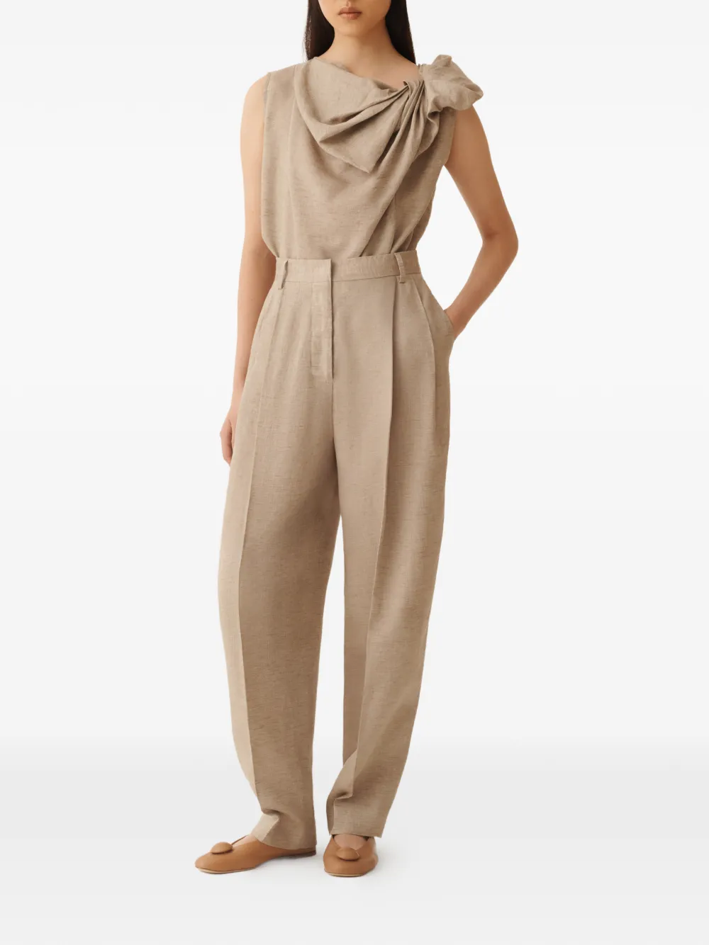  Fabiana Filippi Drape Sleeveless Top - Neutrals 