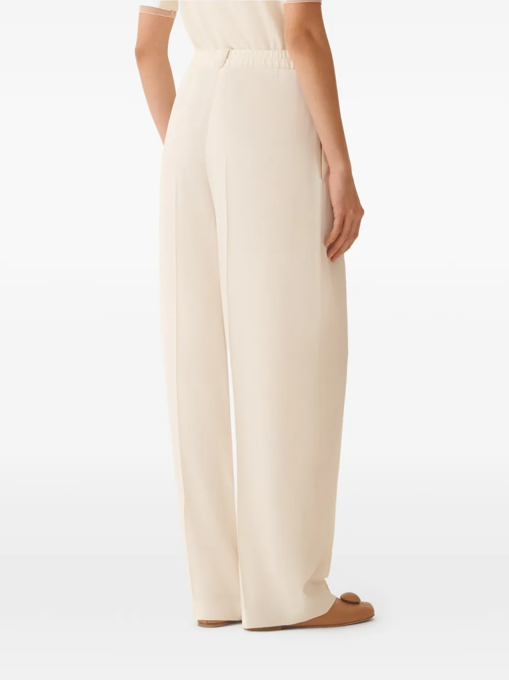 Fabiana Filippi Broek met elastische taille en zak Beige