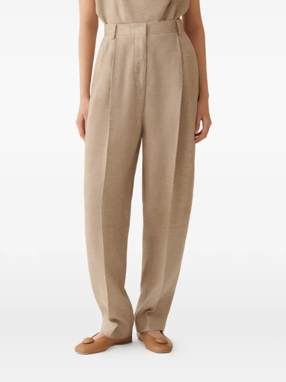 Fabiana Filippi Geplooide broek met riemlussen Beige