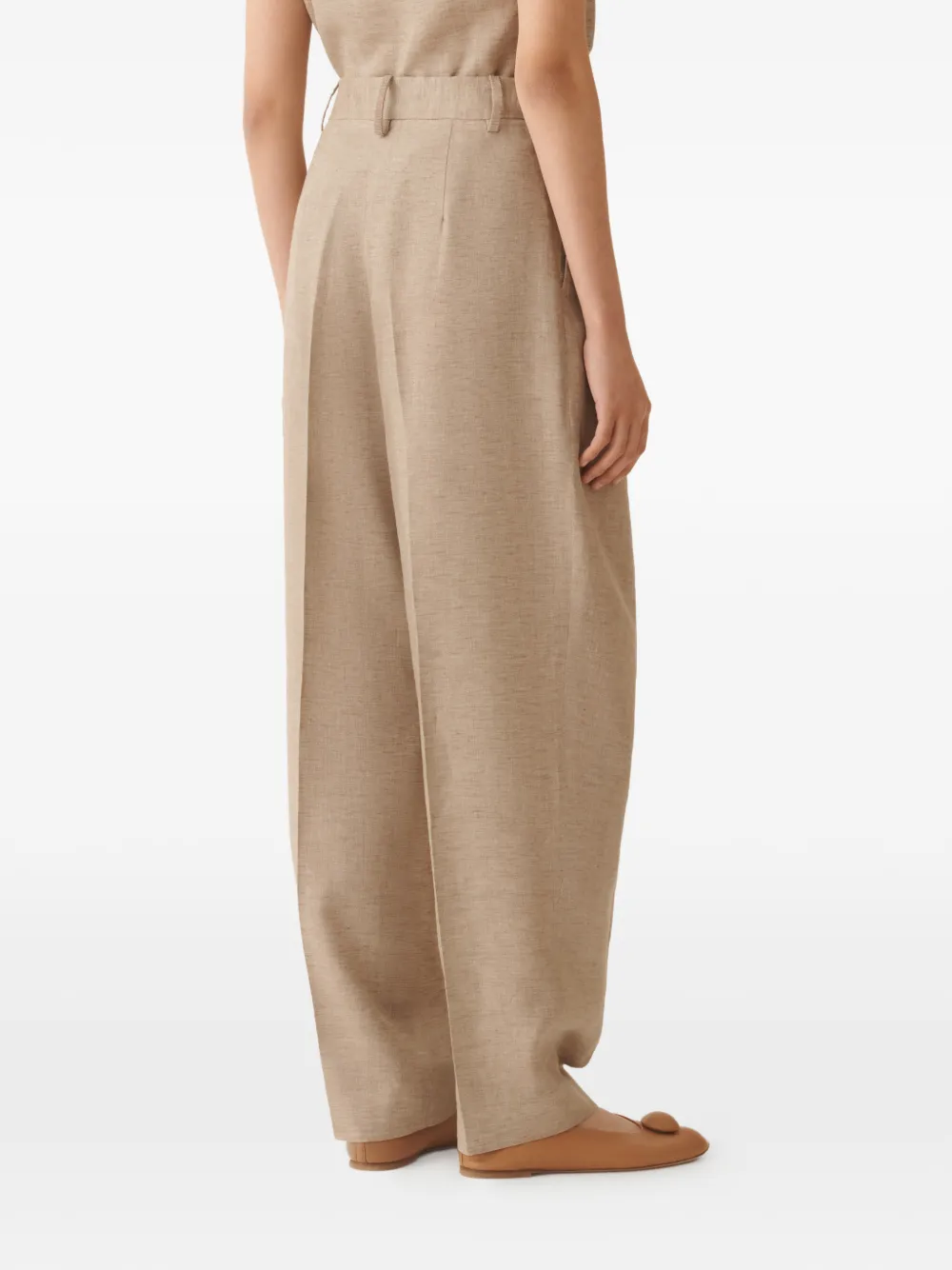 Fabiana Filippi Geplooide broek met riemlussen Beige