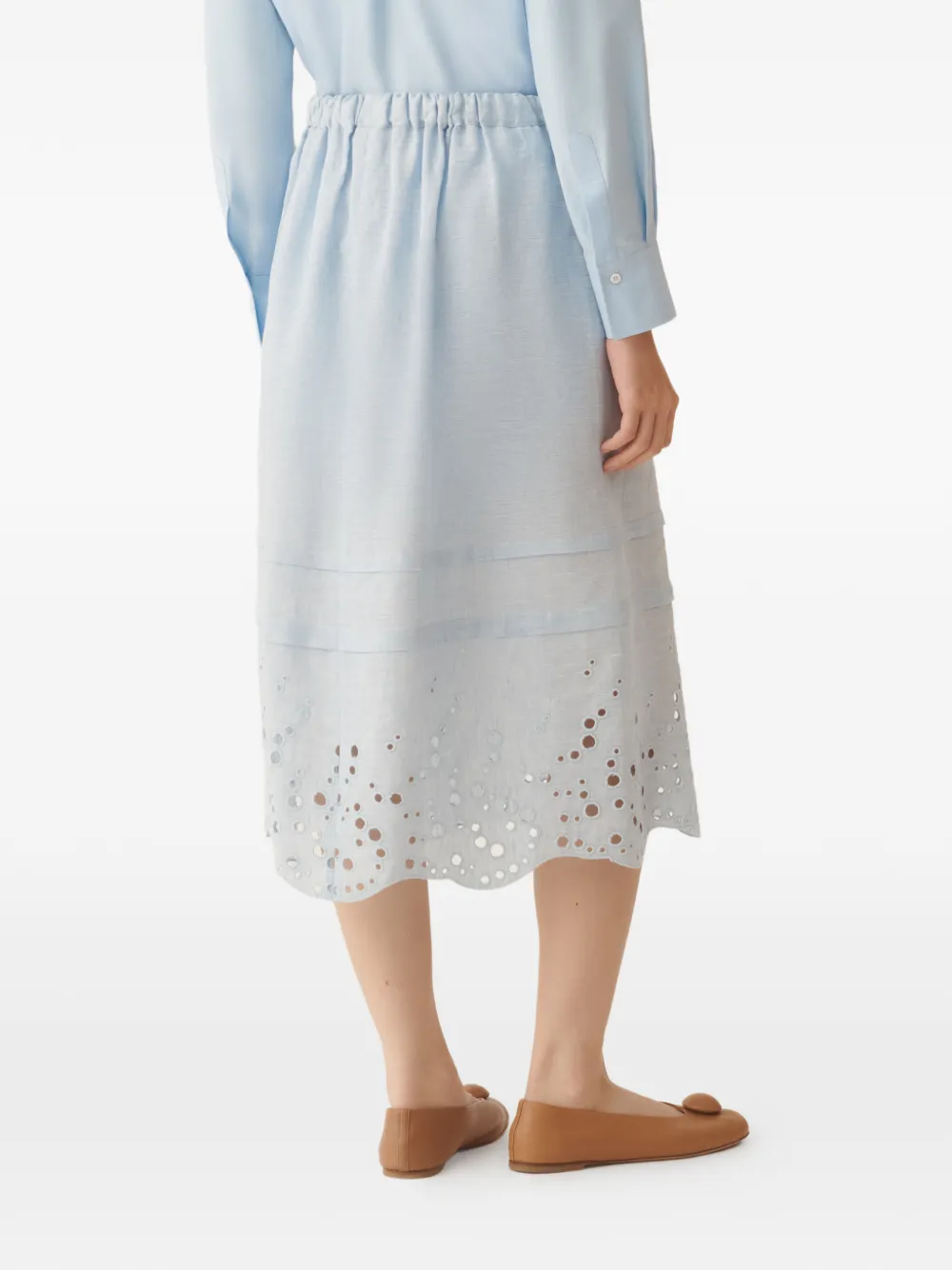 Fabiana Filippi Midi-rok met trekkoord en ringlets Blauw