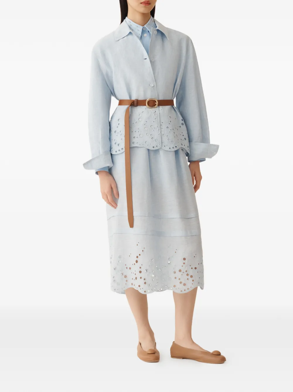 Fabiana Filippi Midi-rok met trekkoord en ringlets Blauw