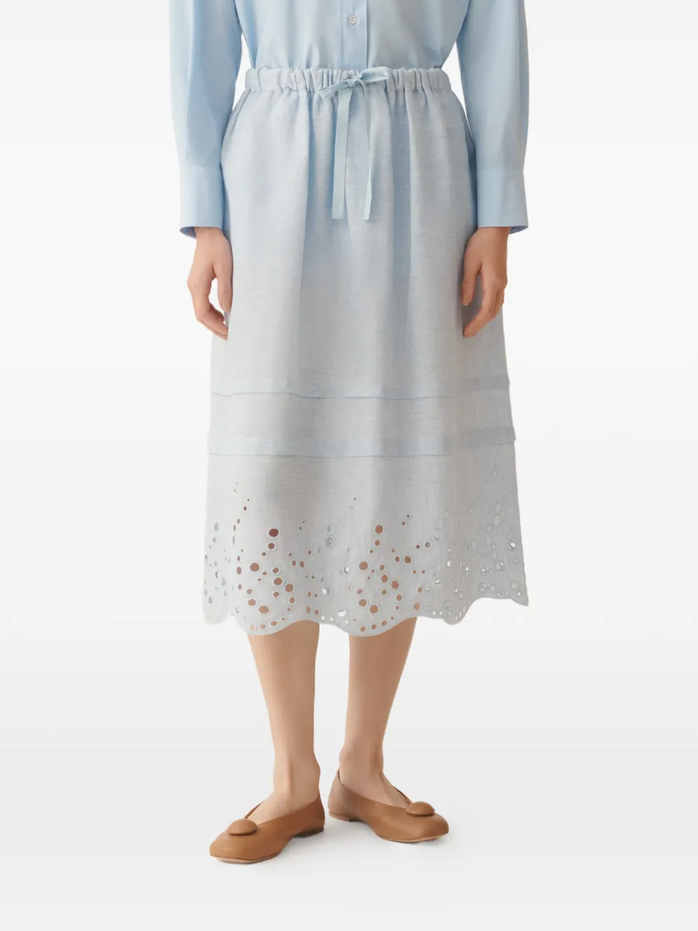 Fabiana Filippi Midi-rok met trekkoord en ringlets Blauw
