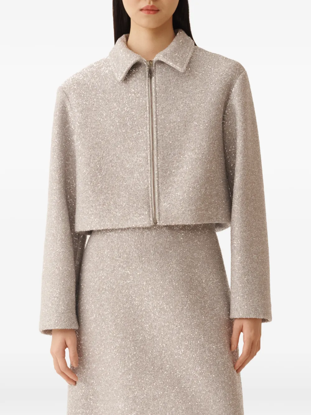 Fabiana Filippi Cropped jack met rits Grijs
