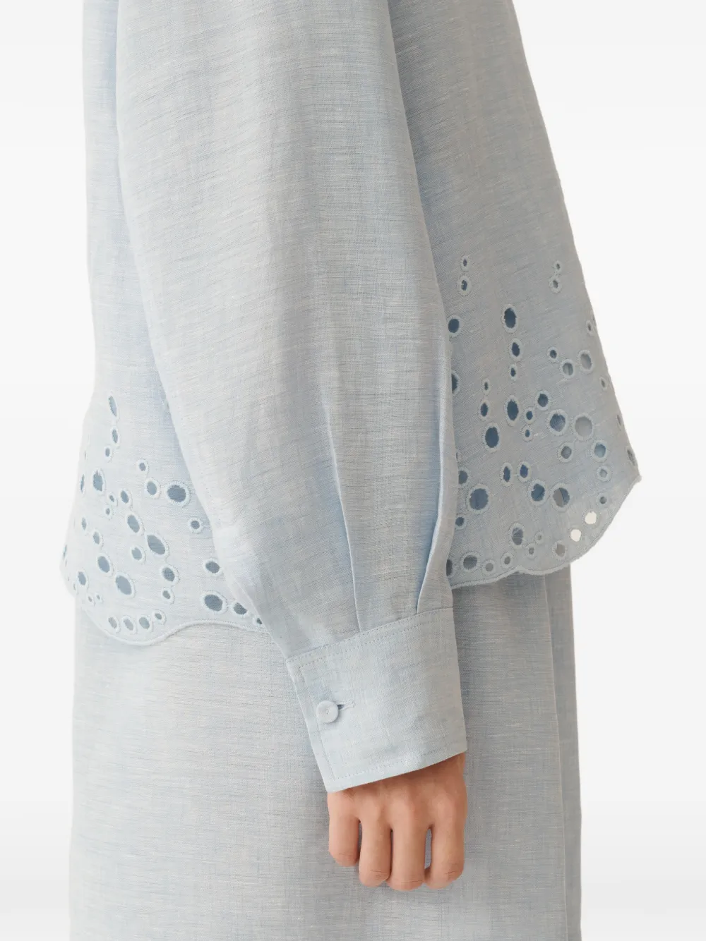 Fabiana Filippi Gewelfde blouse met borduurwerk Blauw