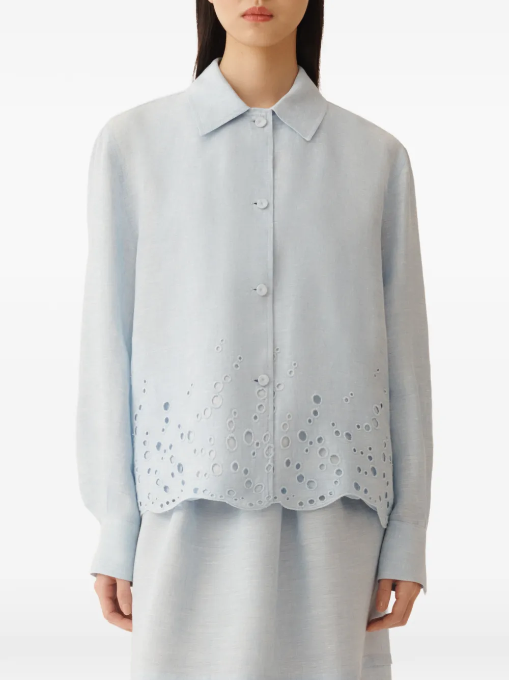 Fabiana Filippi Gewelfde blouse met borduurwerk Blauw