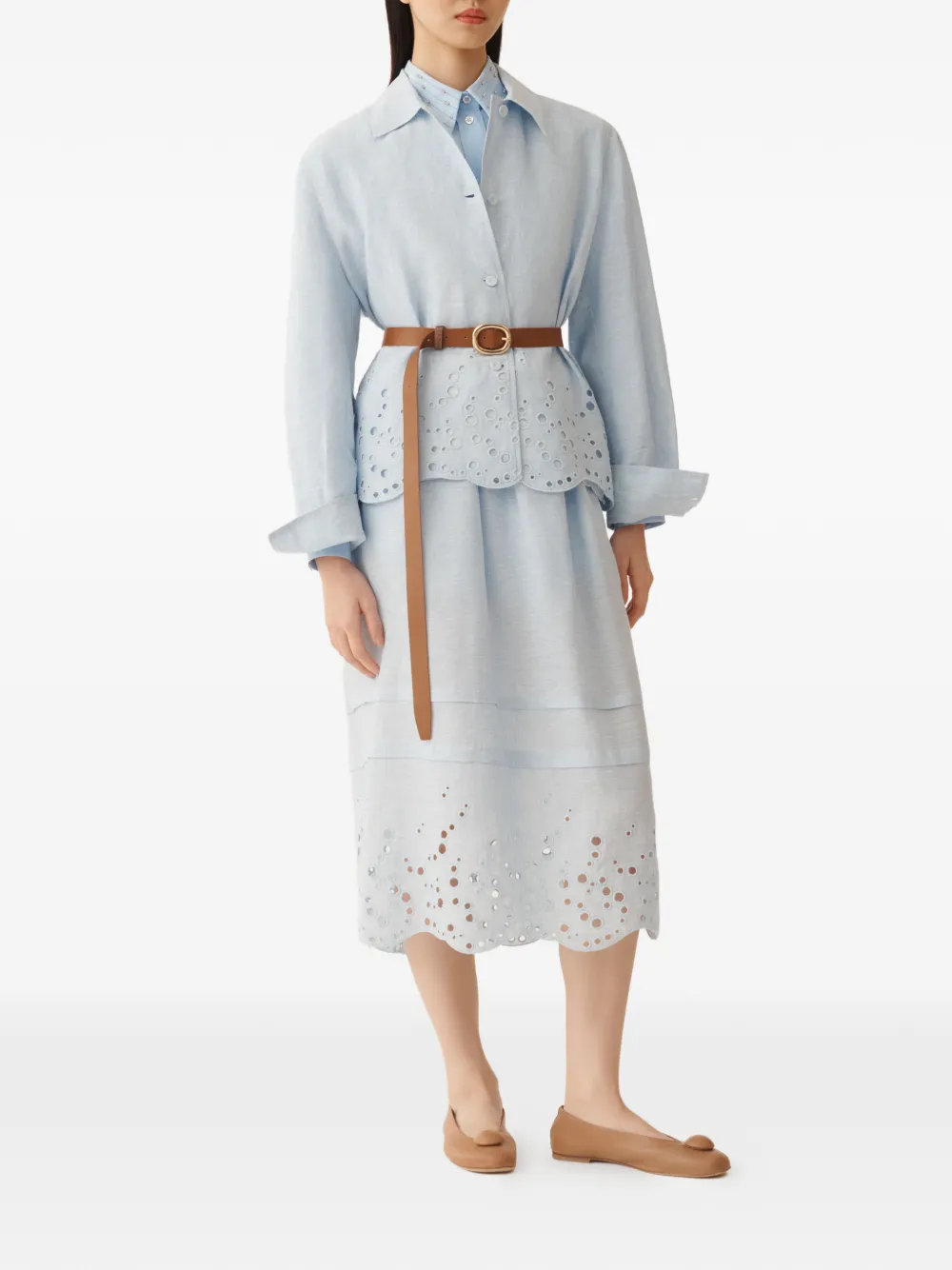 Fabiana Filippi Gewelfde blouse met borduurwerk Blauw