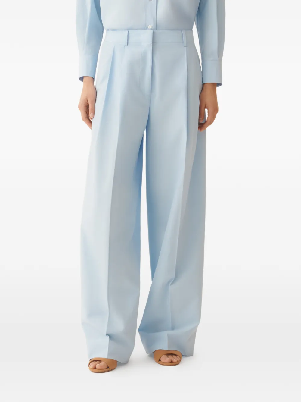 Fabiana Filippi Geplooide broek met riemlussen Blauw