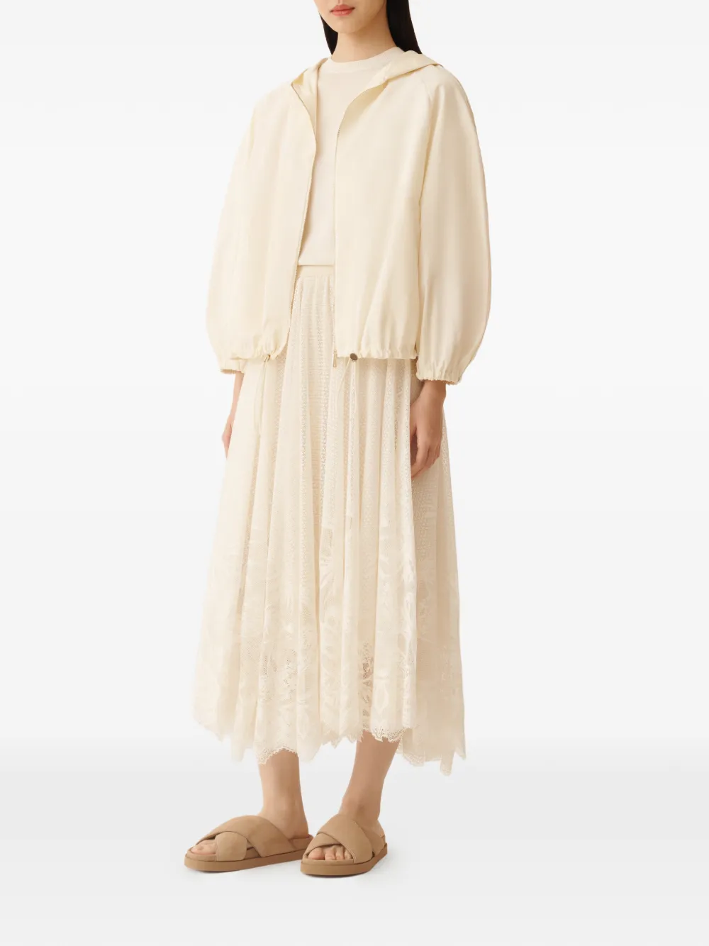 Fabiana Filippi Jas met capuchon en trekkoord Beige