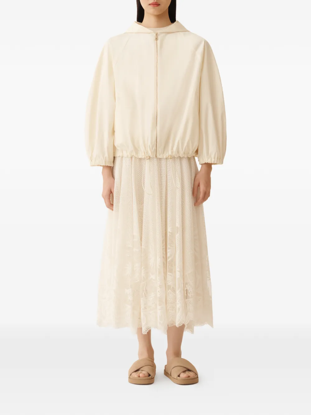 Fabiana Filippi Jas met capuchon en trekkoord Beige
