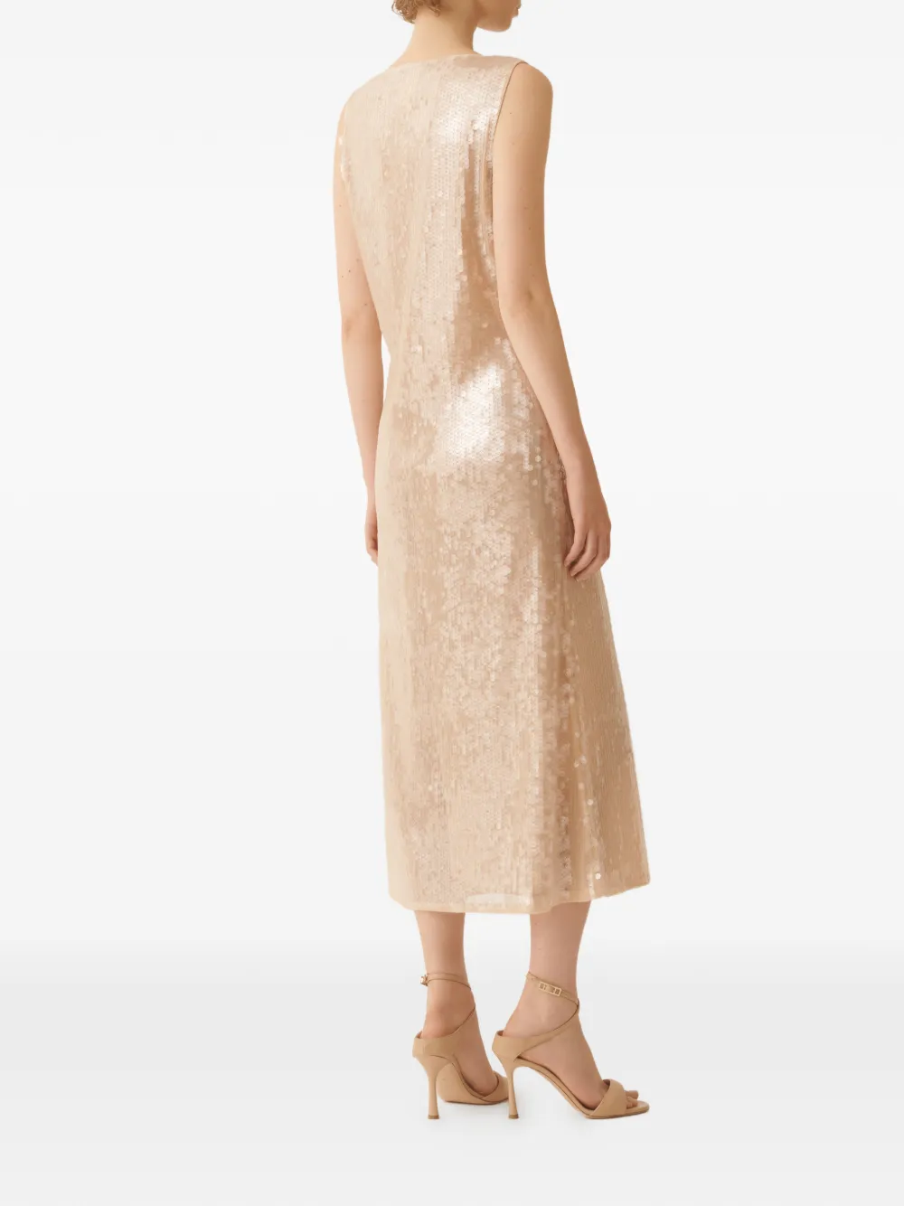 Fabiana Filippi Jurk met pailletten en V-hals Beige
