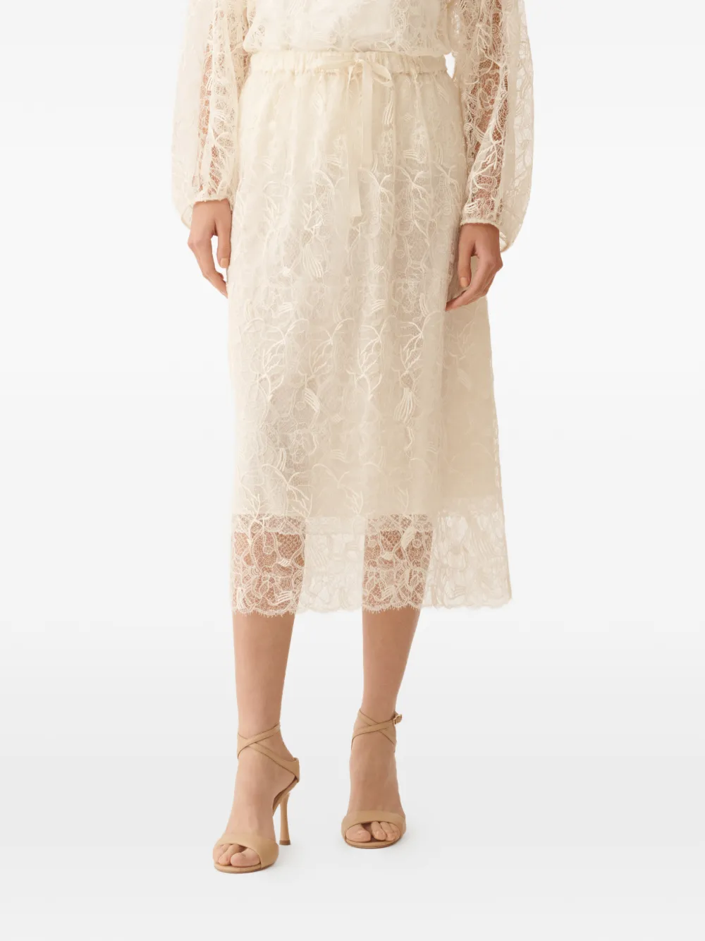 Fabiana Filippi Rok met bloemenkant Beige