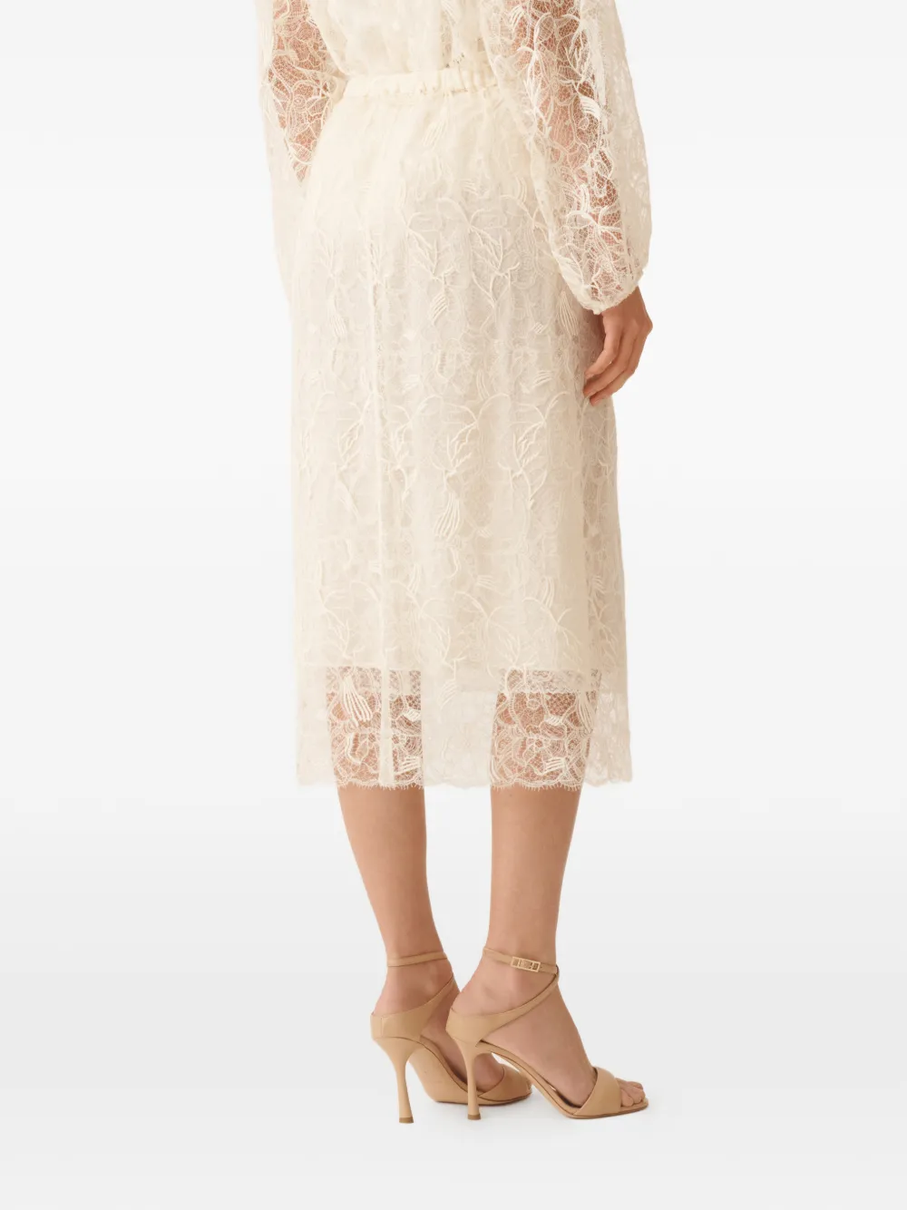 Fabiana Filippi Rok met bloemenkant Beige
