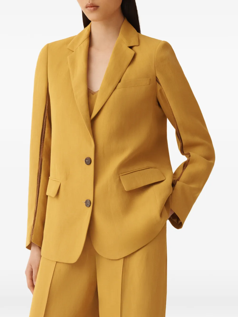 Fabiana Filippi Blazer met ritsdetail Geel
