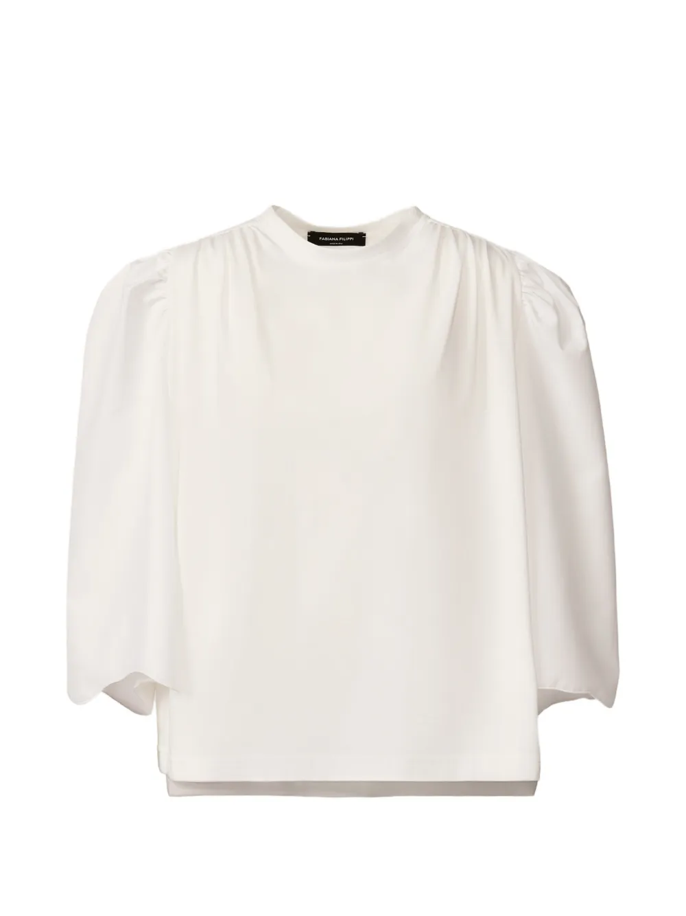 Fabiana Filippi Gerafftes Oberteil mit rundem Ausschnitt - Weiß
