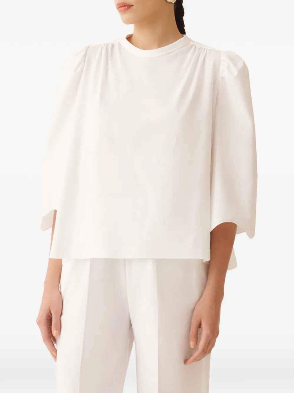 Fabiana Filippi Gesmockte top met ronde hals Wit