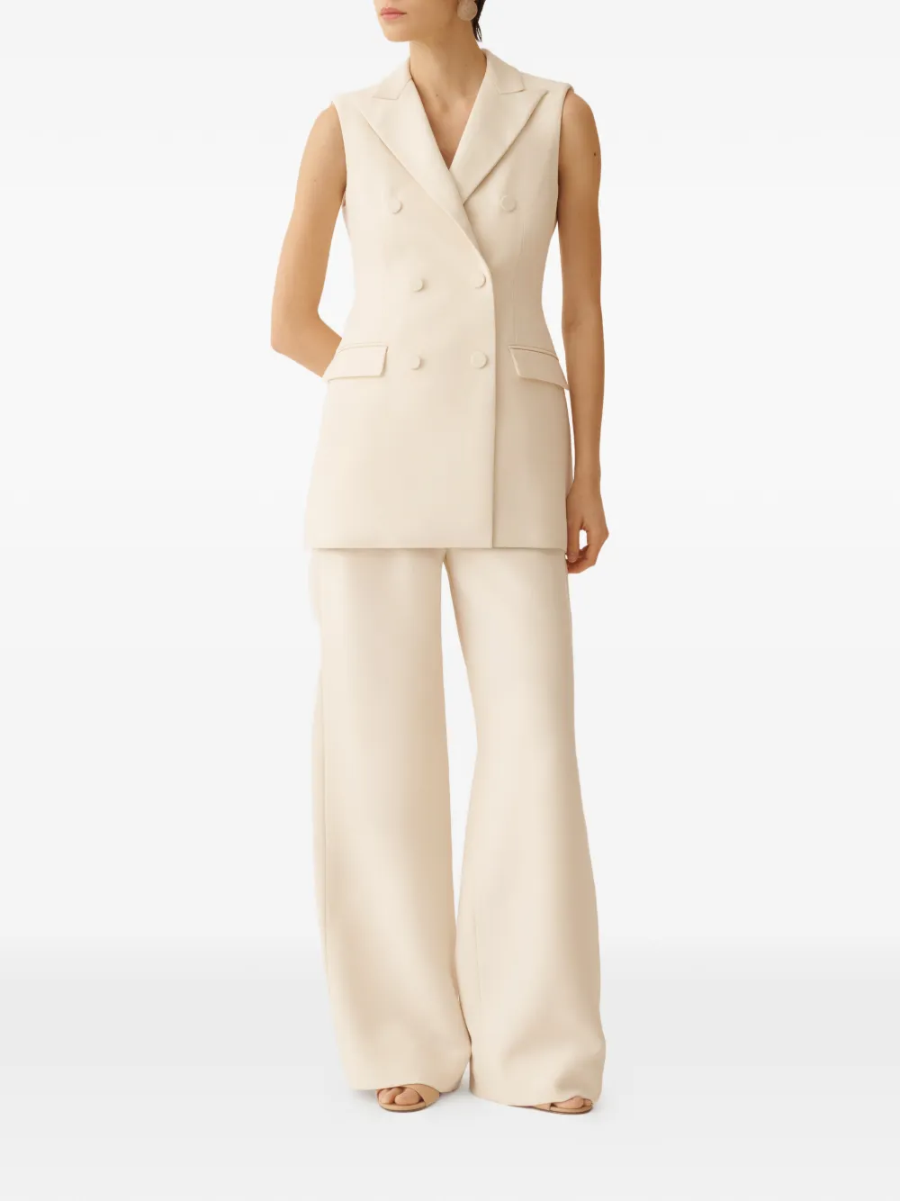 Fabiana Filippi Broek met verborgen sluiting en zak Beige