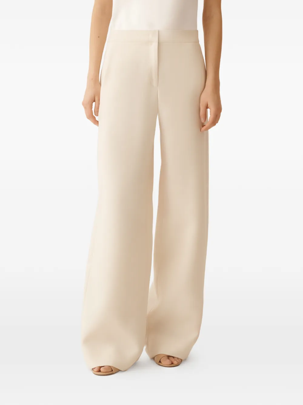 Fabiana Filippi Broek met verborgen sluiting en zak Beige