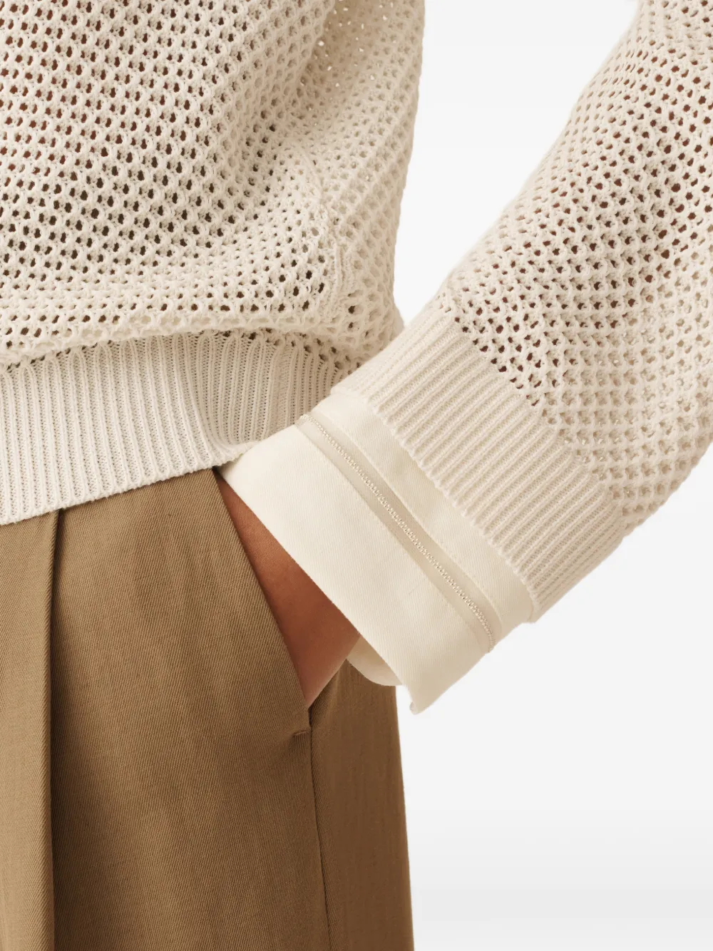 Fabiana Filippi Trui met V-hals en lange mouwen Beige